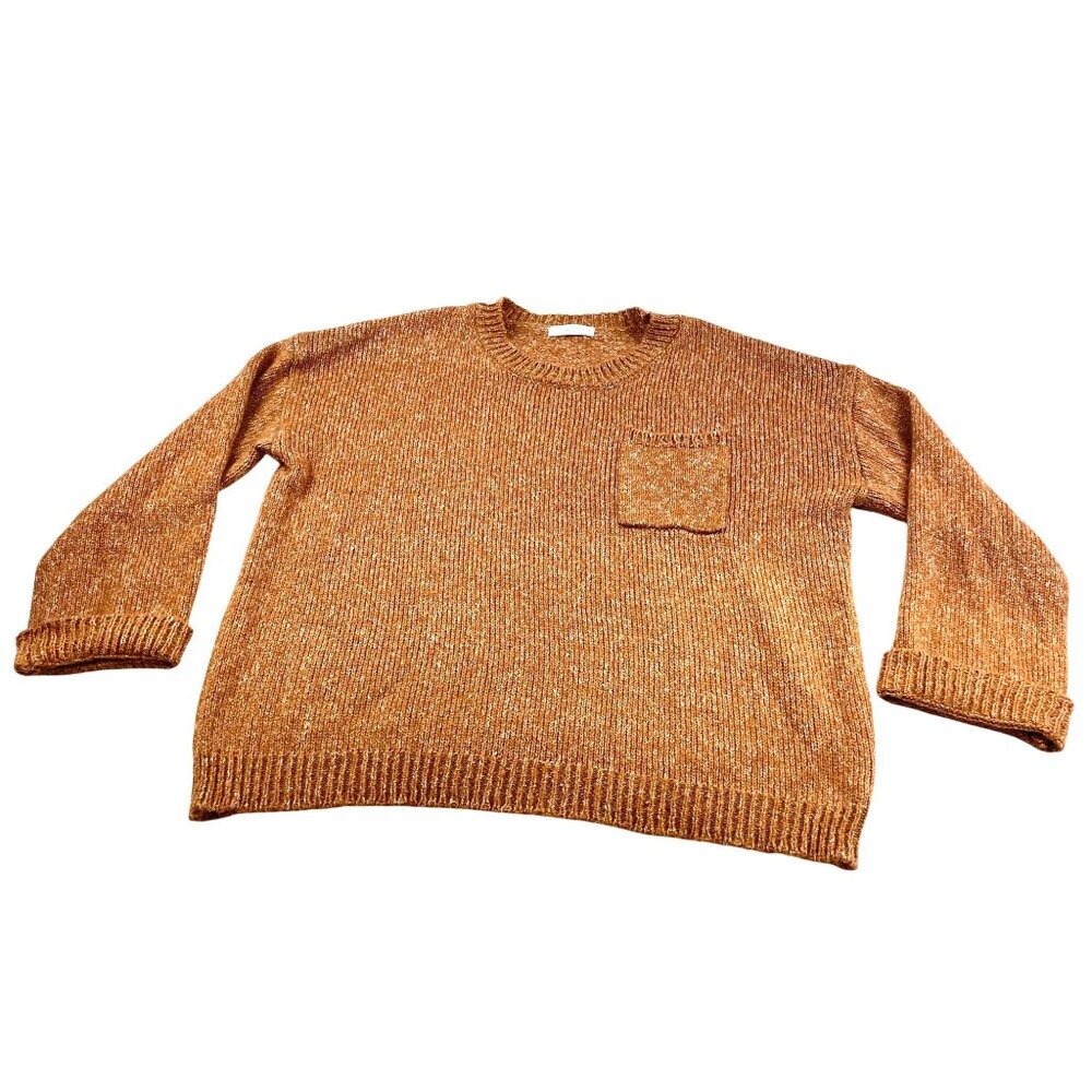 Talulah Burnt Orange Heathered Blocky Sweater Crew Neck Cuffed Sleeves Sz M